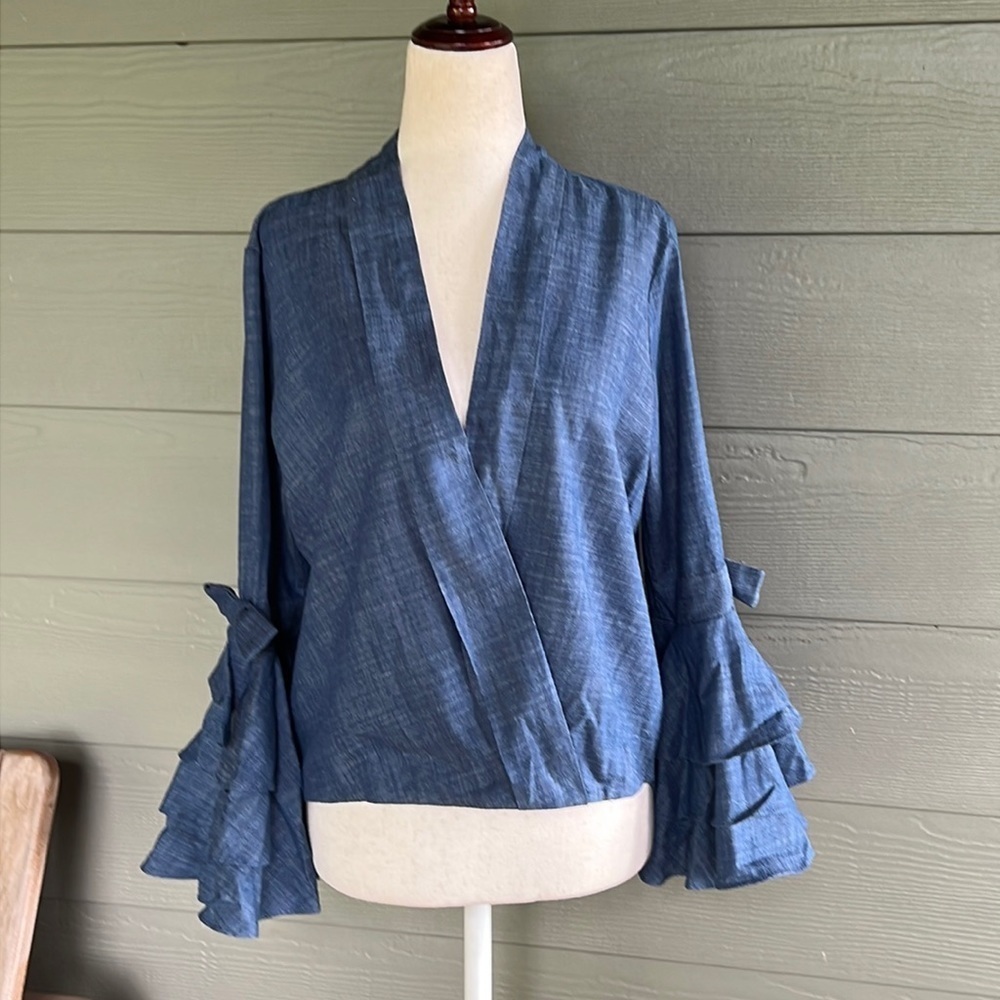 MISA Los Angeles Ruffled Bell Sleeve Top